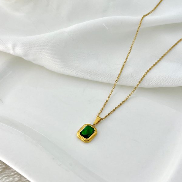 Zircon Nug with Golden Chain Pendant - Adjustable Size Necklace for Girls & Women
