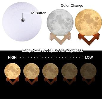 3D Moon Lamp with 7 Colors, Touch Sensor, USB Rechargeable – Perfect for Bedroom, Valentine, Wedding Gifts