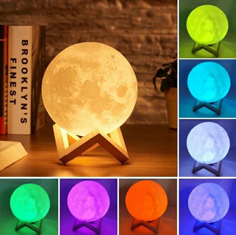 3D Moon Lamp with 7 Colors, Touch Sensor, USB Rechargeable – Perfect for Bedroom, Valentine, Wedding Gifts