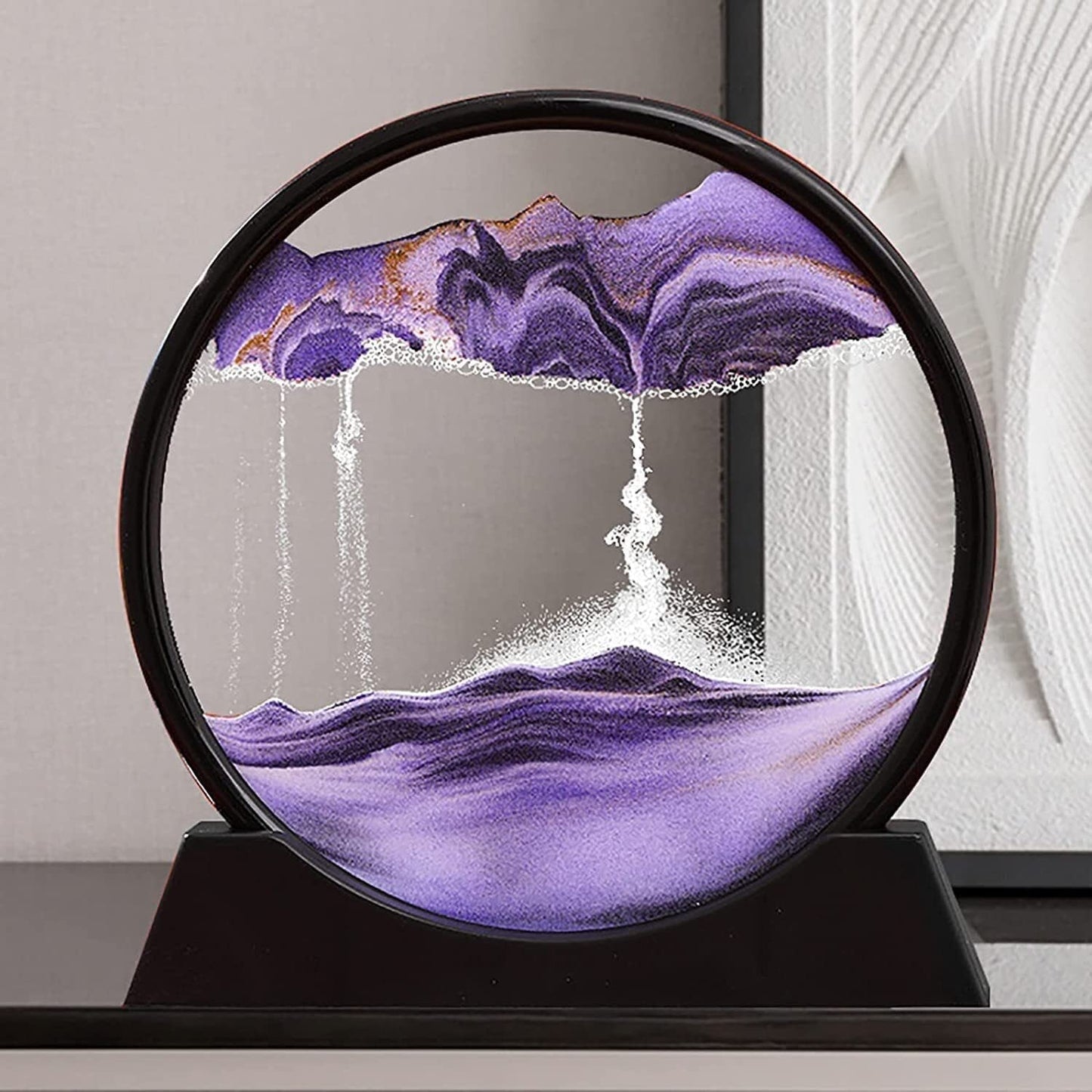 3D Moving Sand Art Hourglass Lamp – Sandscape Timer Home Decor with Metal Stand