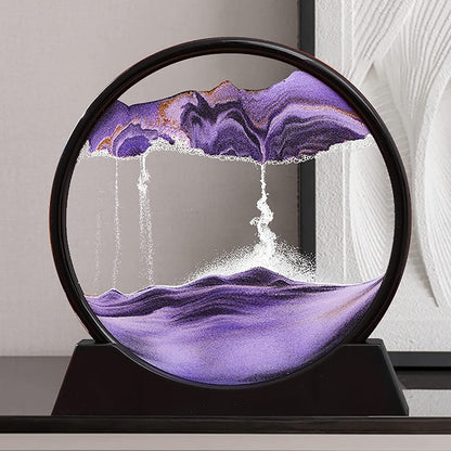 3D Moving Sand Art Hourglass Lamp – Sandscape Timer Home Decor with Metal Stand