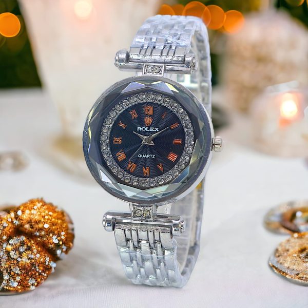 "Rolex Ladies Luxurious Women's Quartz Wristwatch - Elegant Metallic Design (Without Box)
