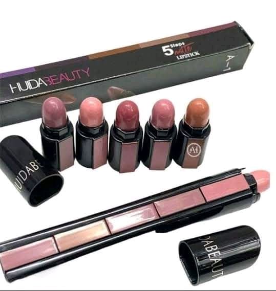 5-in-1 Huda Beauty Lipstick – Nude & Pink Matte Shades