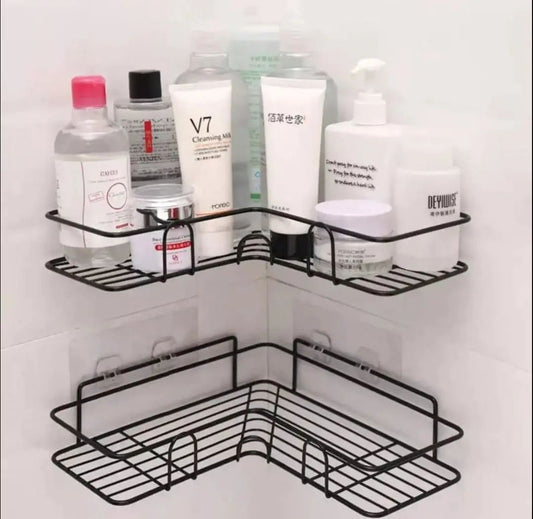 Bathroom Kitchen Corner Shower Shelf - Wrought Iron Storage Rack for Shampoo & Toiletriesn