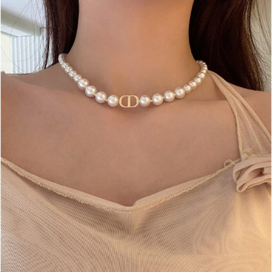 Korean Elegant Pearl Charm Necklace - Beautiful Alloy Jewelry for Girls