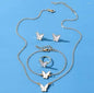 Butterfly Jewelry Set Pack of 4 - White Ring, Bracelet, Pendant & Earrings for Women