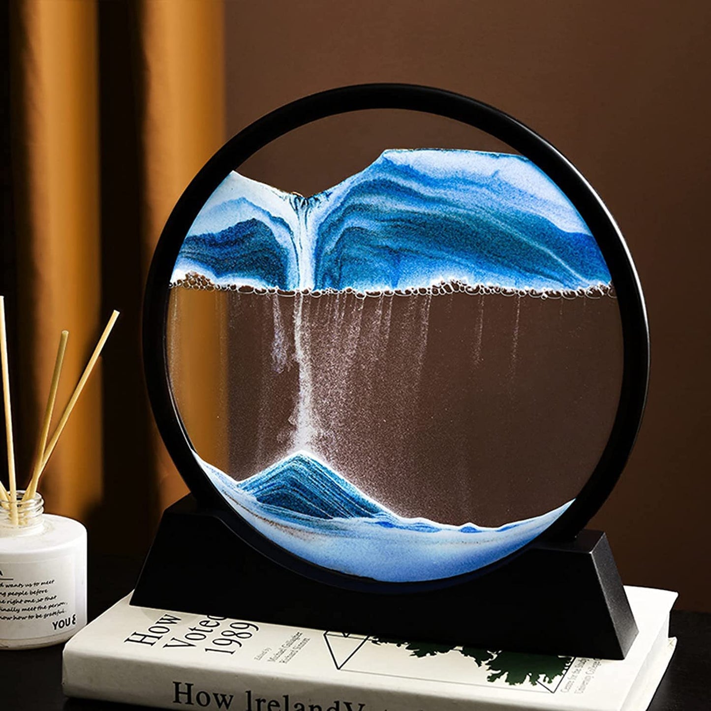 3D Moving Sand Art Hourglass Lamp – Sandscape Timer Home Decor with Metal Stand