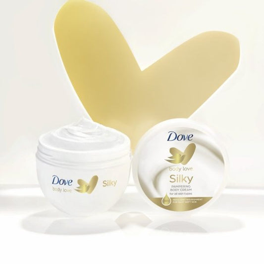 Dove Silky Moisturizing Body Cream – Deep Hydration with Essential Oils (300ml)