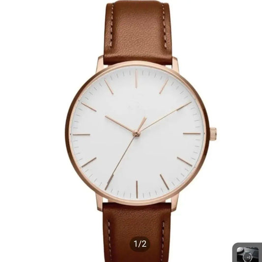 DW Luxury Leather Strap Men Wrist Watch – Analog Display, Brown Leather, Stainless Steel Case, Fashion Casual Watch