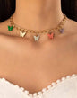 Multi-Color Butterfly Charm Necklace – Elegant Alloy Chain for Women