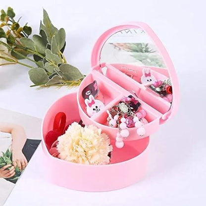 Heart Shape Cute Princess Jewelry Box for Baby Girls with Mirror – Makeup & Storage Box