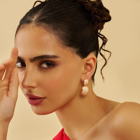 Elegant Dual-Tone Rectangular Drop Earrings – Chic Statement Jewelry