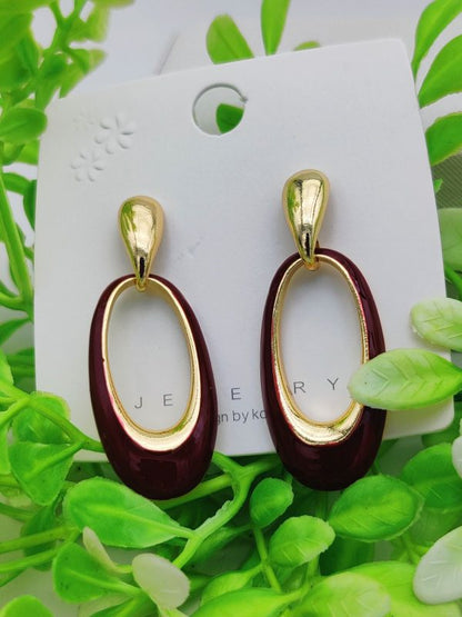 Gold-Plated Oval Drop Earrings – Timeless Elegance for Every Occasion