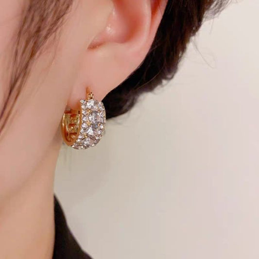 Korean Luxury Zirconium Hoop Earrings - Elegant Silver Jewelry for Girls