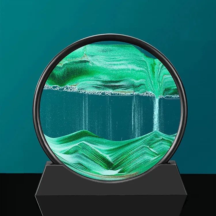 3D Moving Sand Art Hourglass Lamp – Sandscape Timer Home Decor with Metal Stand