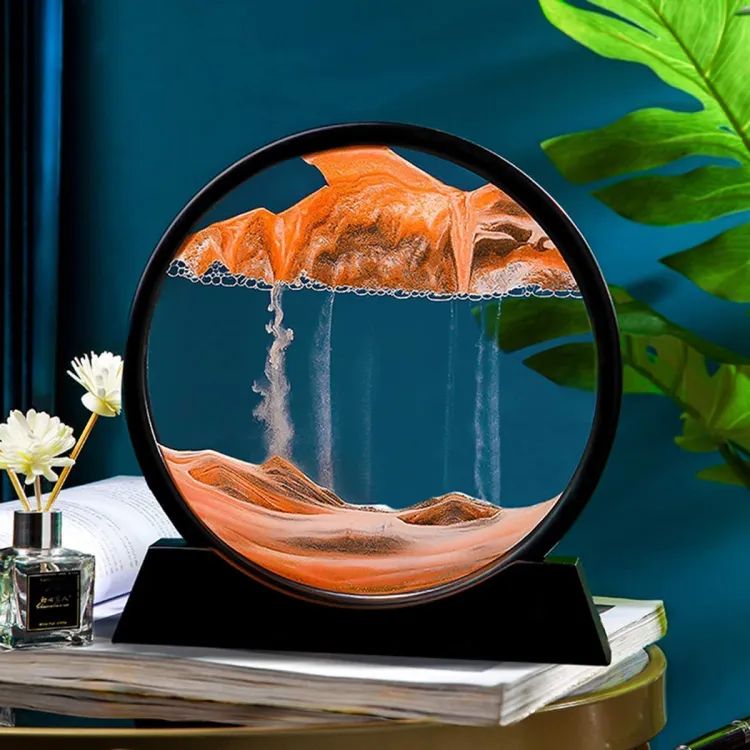 3D Moving Sand Art Hourglass Lamp – Sandscape Timer Home Decor with Metal Stand