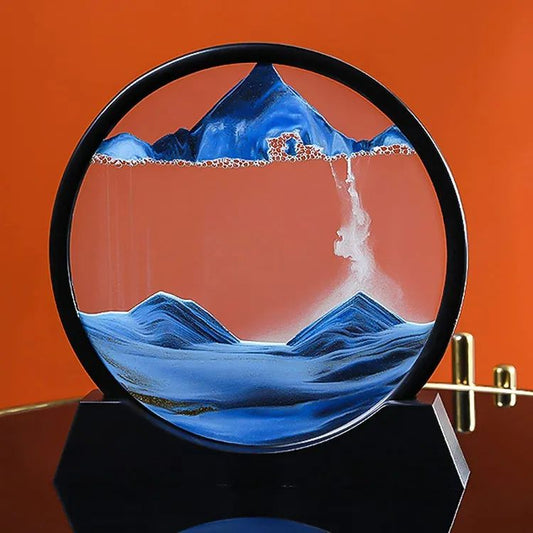 3D Moving Sand Art Hourglass Lamp – Sandscape Timer Home Decor with Metal Stand