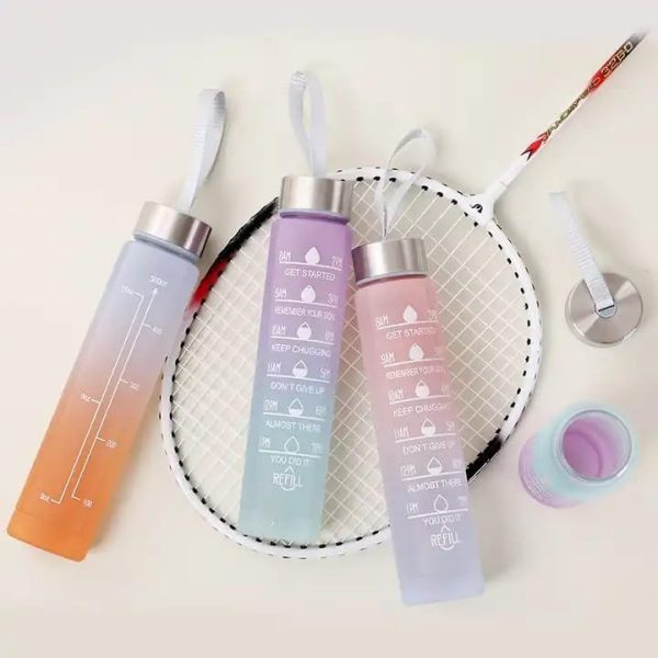 3-Piece Sports Water Bottle Set – Leak-Proof & Motivational Time Marker