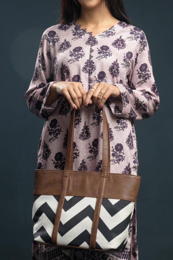 Women’s Brown PU Leather Printed Tote Bag – Elegant and Practical