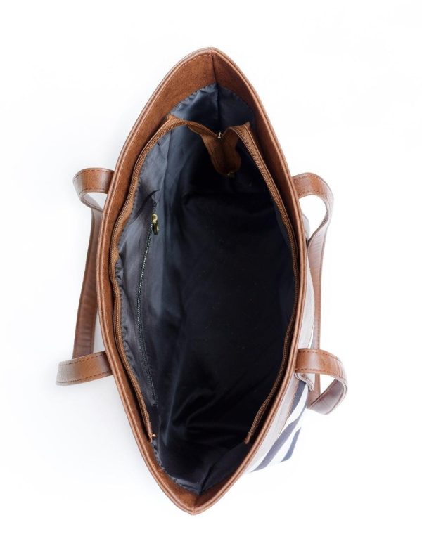 Women’s Brown PU Leather Printed Tote Bag – Elegant and Practical